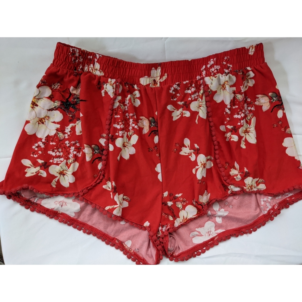 Red Floral Shorts